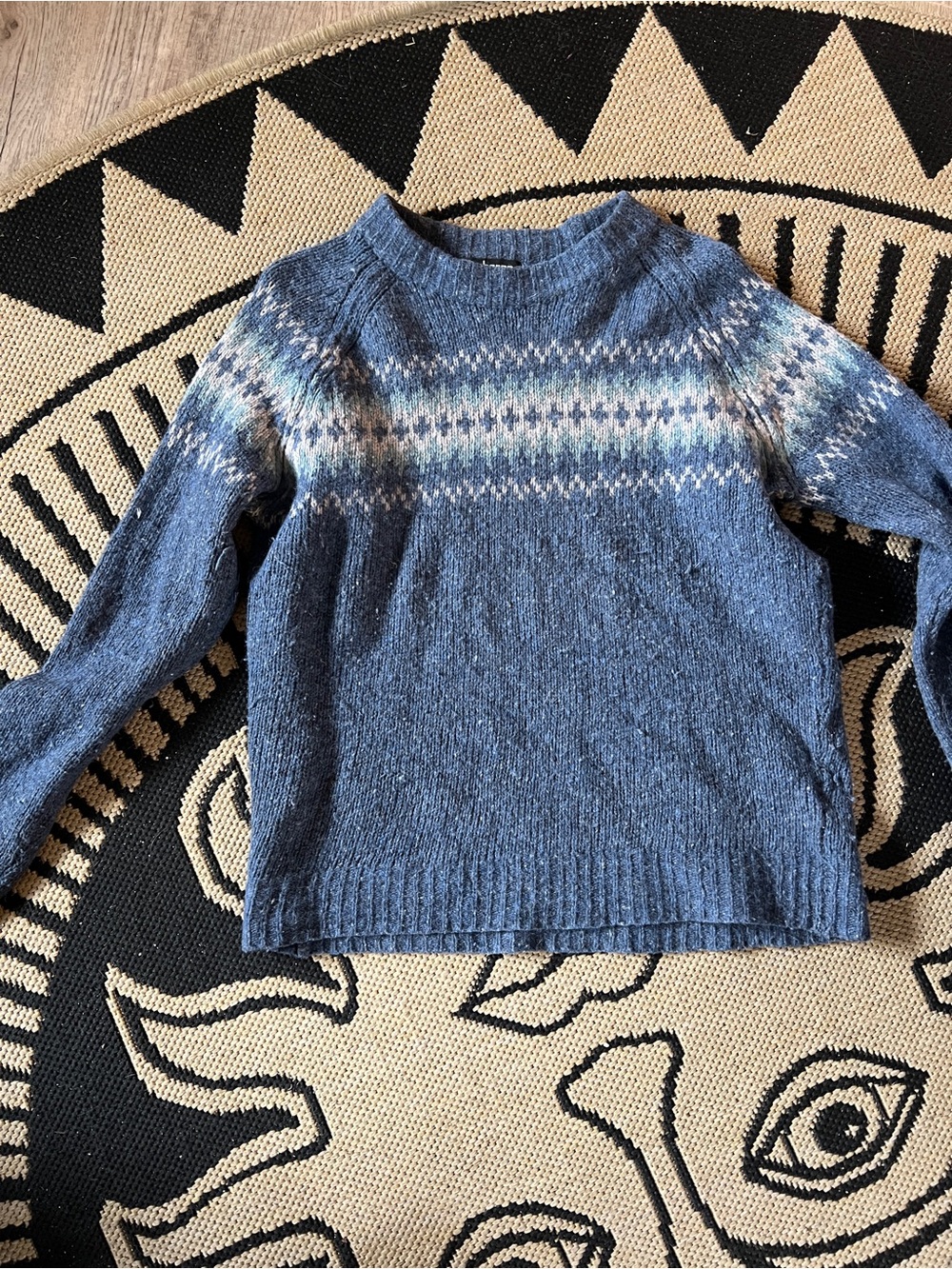 Sherpa Blue Fair Isle Pattern Knit Sweater